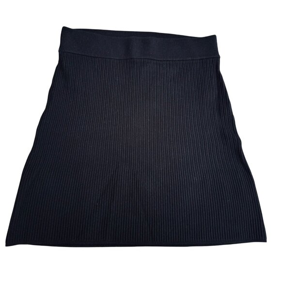 Free People by Anthropologie Black Ribbed Knit Mini Skirt  .Size Small - Picture 2 of 7